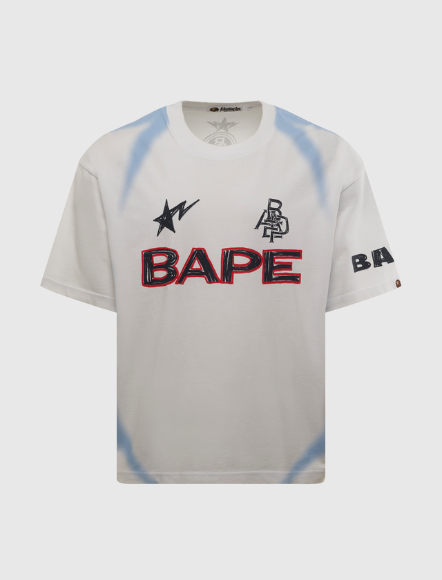 HEAVY WASH HAND DRAW FOOTBALL MULTI LOGO RELAXED FIT TEE