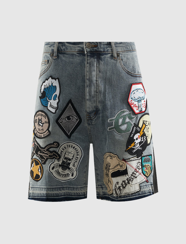 PATCHWORK DENIM SHORT