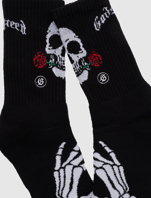 SKULL & ROSES SOCK "BLACK"