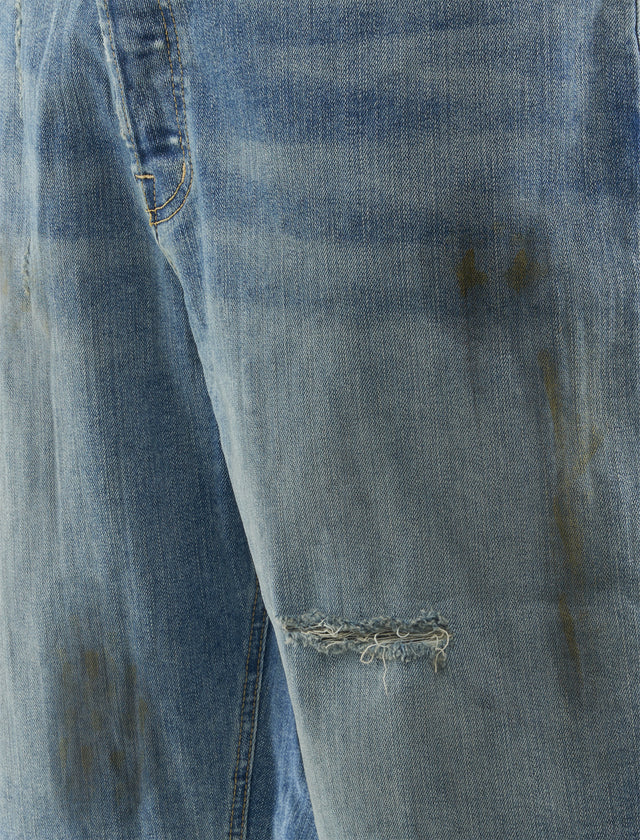 OIL WASH DENIM SHORT