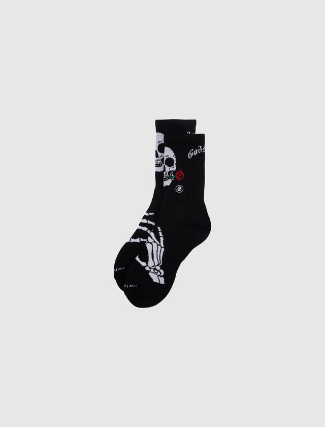 SKULL & ROSES SOCK "BLACK"