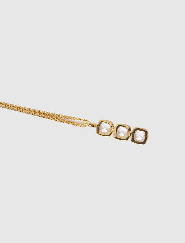 MINI CUSHION PENDANT WHITE CRYSTAL GOLD